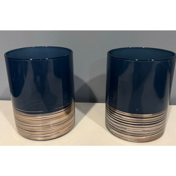 Set of 2 Blue Votive/Tealight Holders - Picture 1 of 5